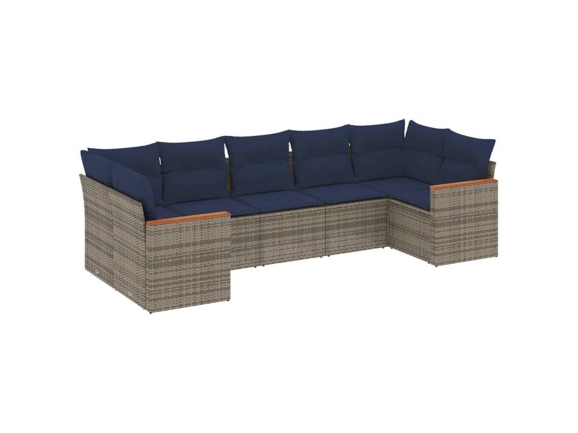 Maison Exclusive - Conjunto De Sofá De Jardín De 7 Piezas Con Cojines, Poliratán Gris