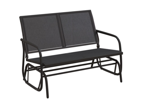 Banco mecedora jardín acero y textilene negro VIDAXL (120,5x76x86,5 cm)
