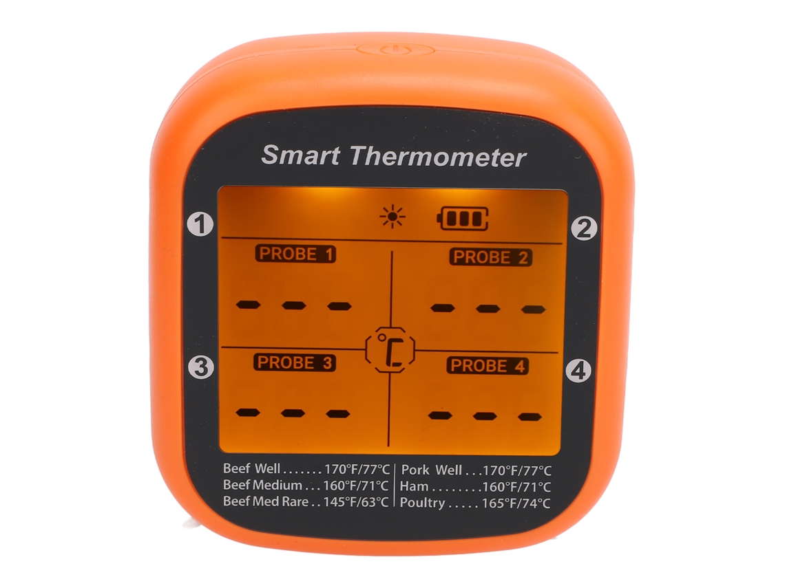 Sonda de temperatura para carne, inteligente, inalámbrica, con Bluetooth, control remoto para parrilla, barbacoa, utensilios de cocina