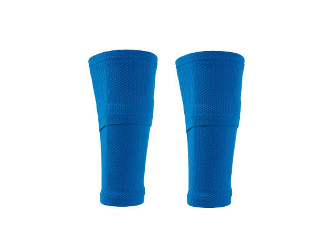 Espinillera de fútbol con doble bolsillo, de compresión, para piernas. Mdug (azul L)