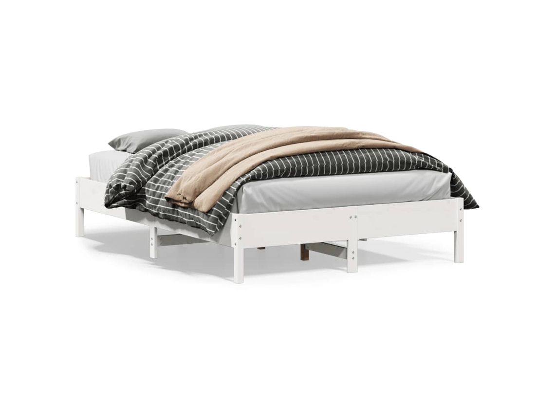 Estructura De Cama Sin Colchón Madera Maciza De Pino 160x200 Cm