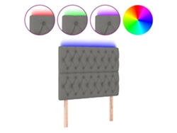 Maison Exclusive - Cabecero Con Luces Led Tela Gris Oscuro 90x7x118/128 Cm