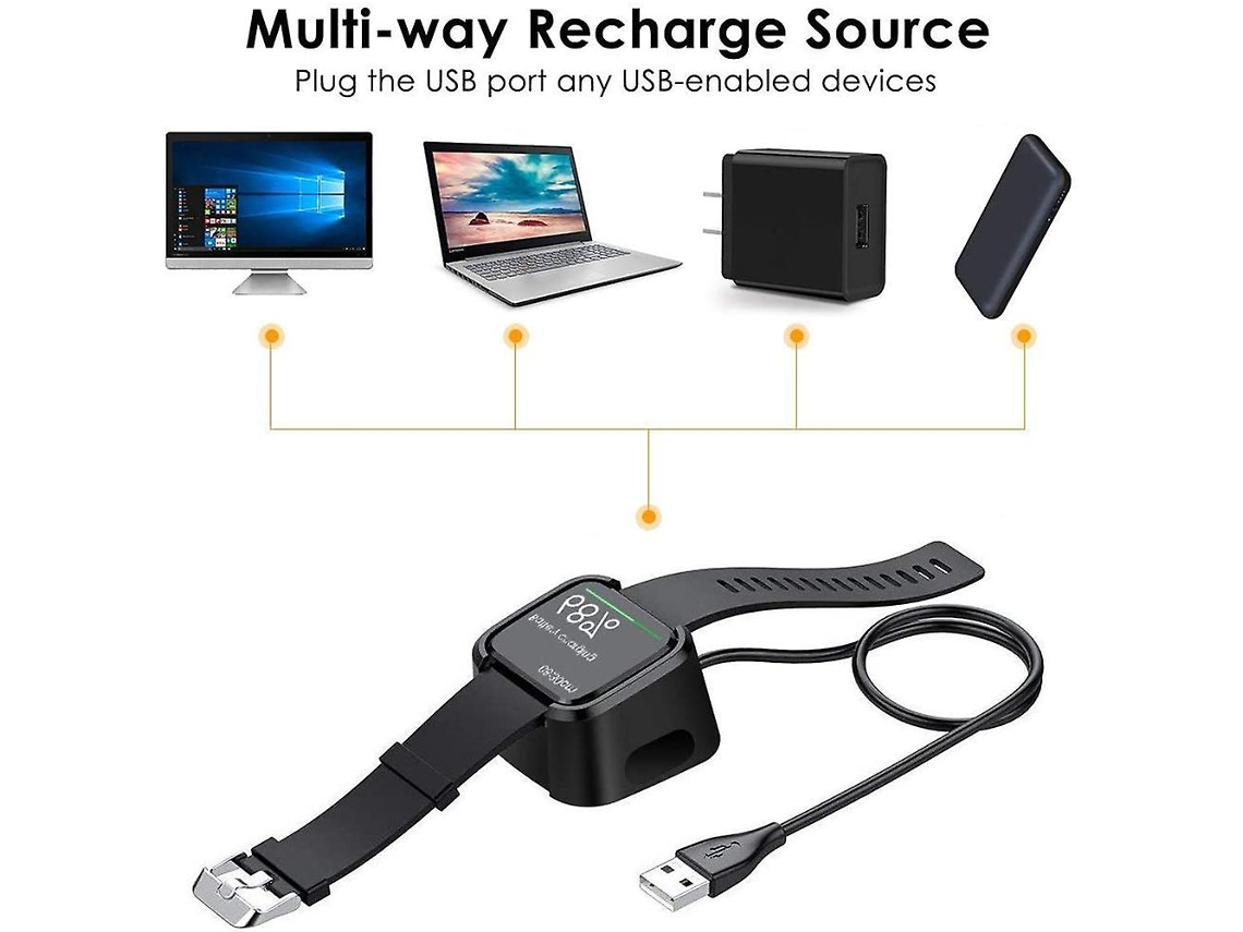 Cable adaptador USB de repuesto compatible con el reloj inteligente Fitbit Versa Ly Ebike