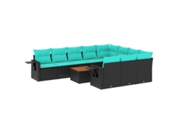 Maison Exclusive - Conjunto De Sofá De Jardín De 11 Piezas Con Cojines, De Poliratán Negro