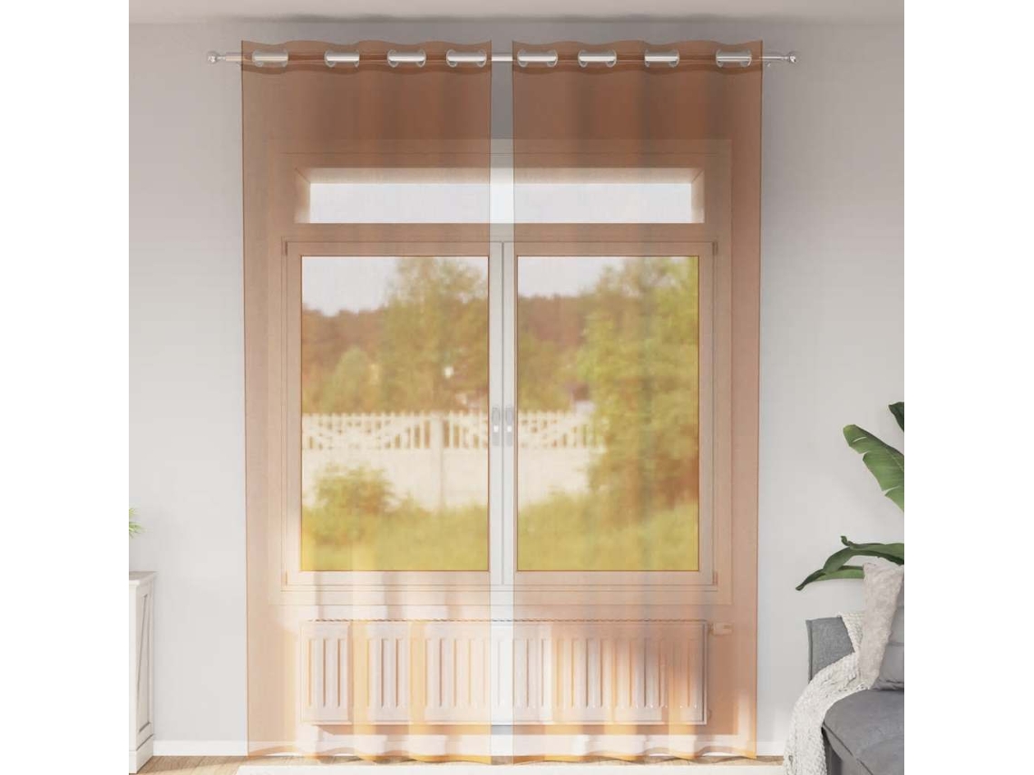 Cortinas De Gasa Con Ojales 2 Uds Terracota
