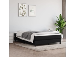 Cama Box Spring Con Colchón Tela Negro 160x200 Cm