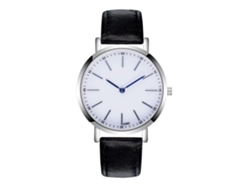 Reloj Analógico De Negocios Para Hombre Con Correa De Cuero Negro Y Mecanismo De Cuarzo.