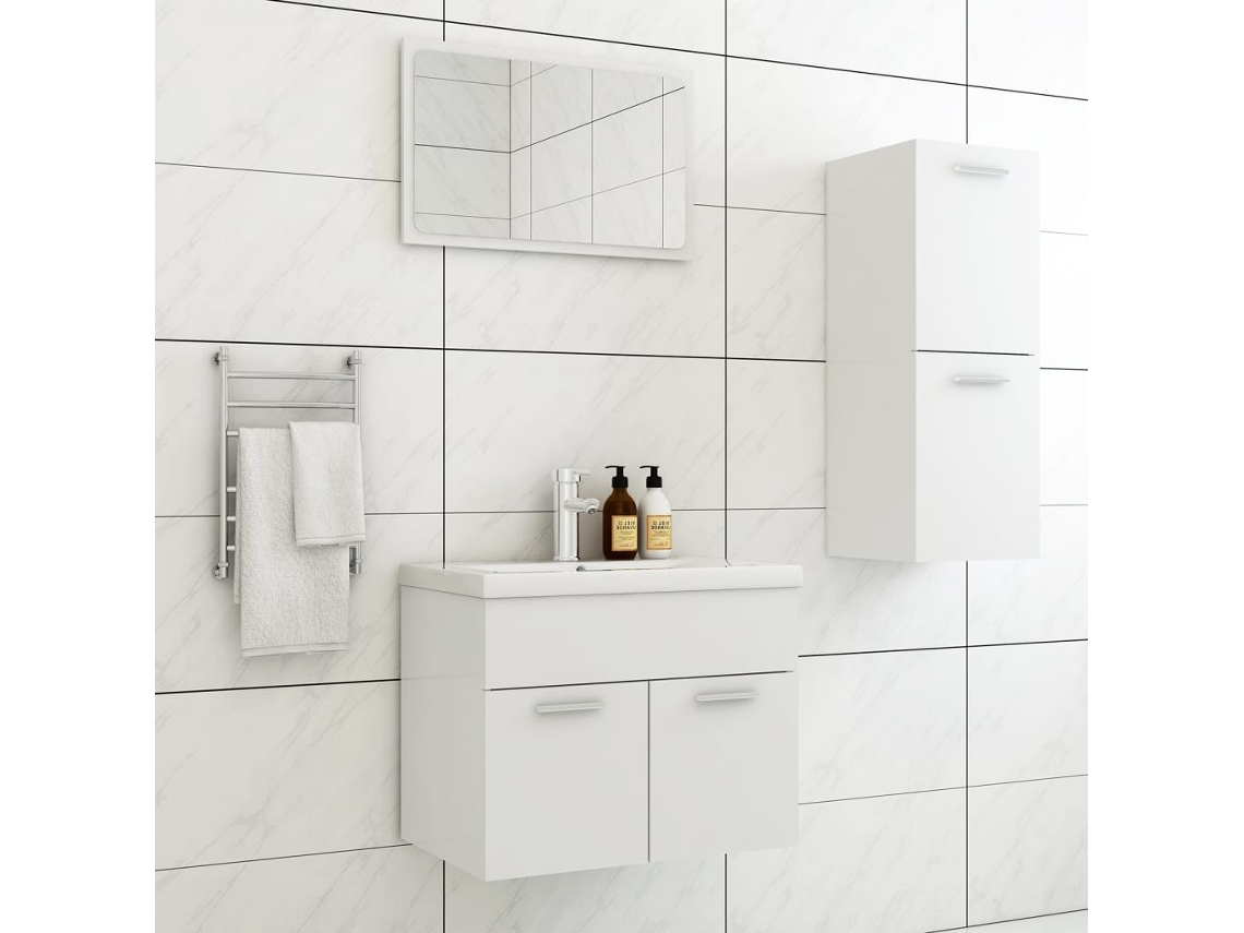 Conjunto de muebles de baño de madera blanca Lovely Home