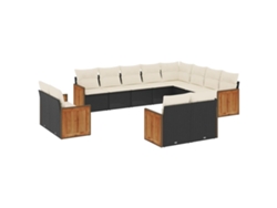 Maison Exclusive - Set De Sofás De Jardín 12 Piezas Cojines Ratán Sintético Negro