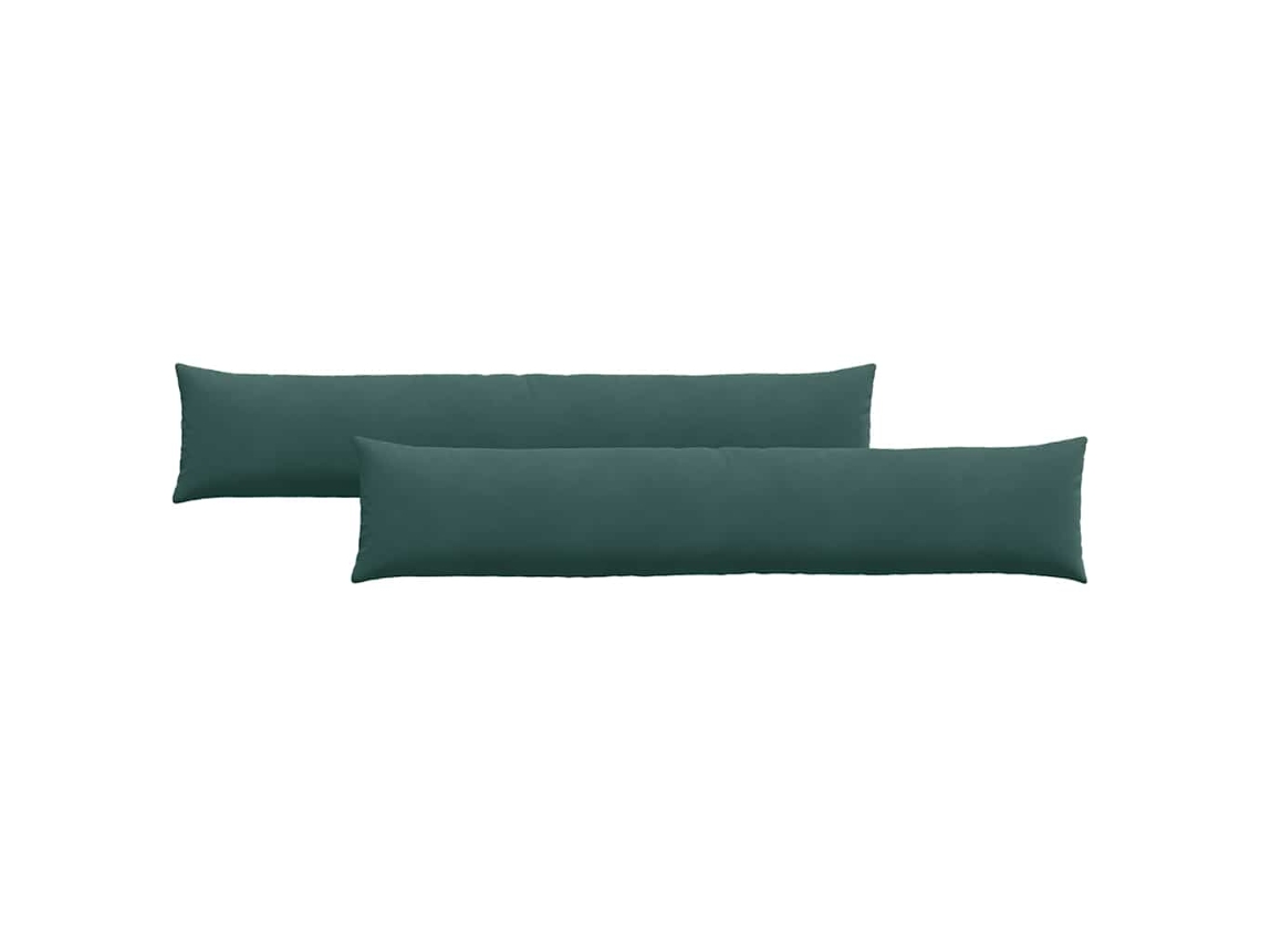 HARLANV1 Juego de 2 cojines para sofá en tela o verde oscuro (200x40cm)
