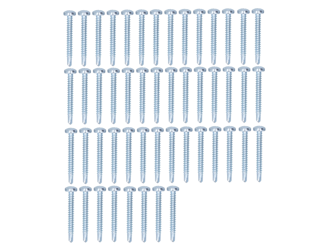 50 Tornillos Autorroscantes, Acero Al Carbono Galvanizado, Cabeza Redonda, 4,8 X 38 Mm