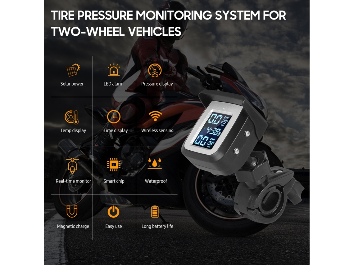 Sistema inalámbrico solar de monitoreo de presión de neumáticos para motocicletas