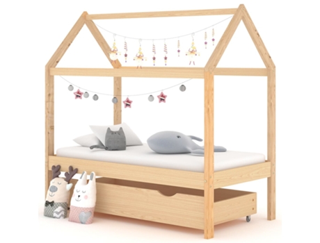Estructura de cama infantil VIDAXL Marrón Madera (140x70x140 cm)