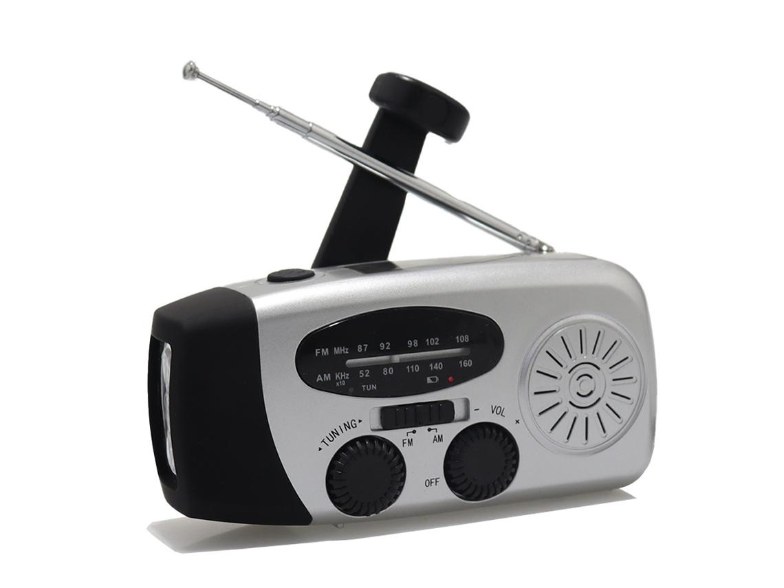 Rádio Da Manivela Da Emergência com Lanterna Elétrica Do Diodo Emissor de Luz Rádio Portátil Do Tempo de Am/Fm com Poder 1200Mah