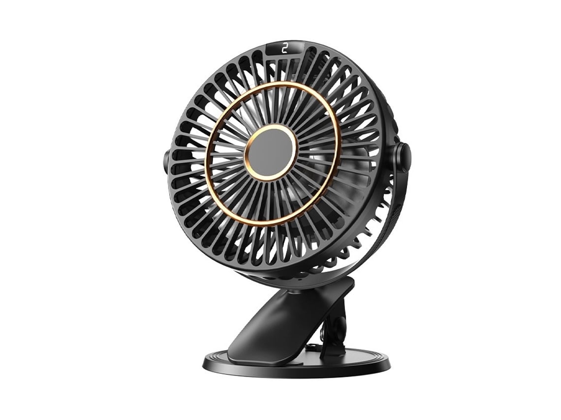 Ventilador de escritorio USB mini, portátil, recargable, con clip y pantalla LED, silencioso, USHION