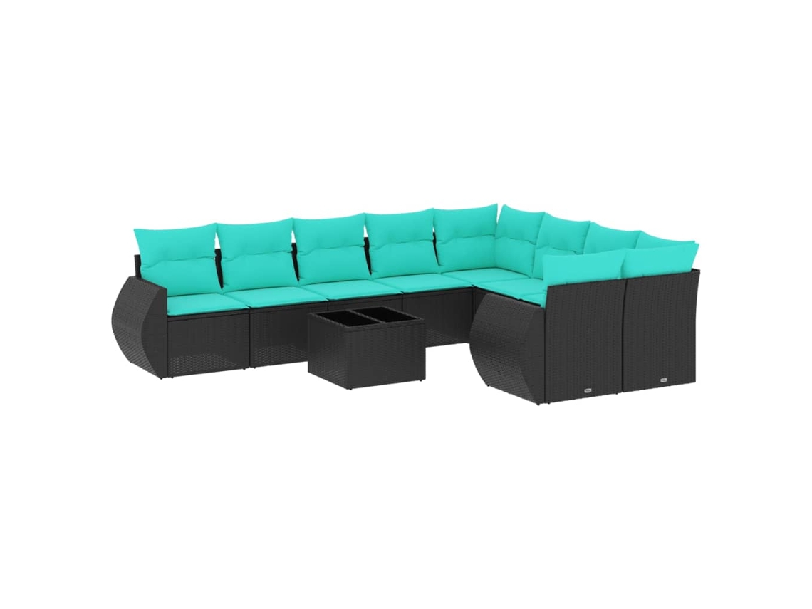 Maison Exclusive - Conjunto De Sofá De Jardín De 10 Piezas Con Cojines, De Poliratán Negro