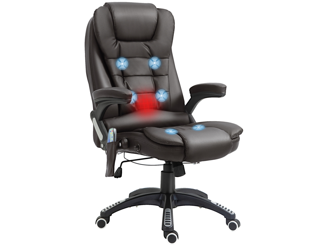 Silla De Oficina Eléctrica Con Masaje Y Calefacción , Silla De Oficina Ergonómica Con Tapicería Sintética Marrón.