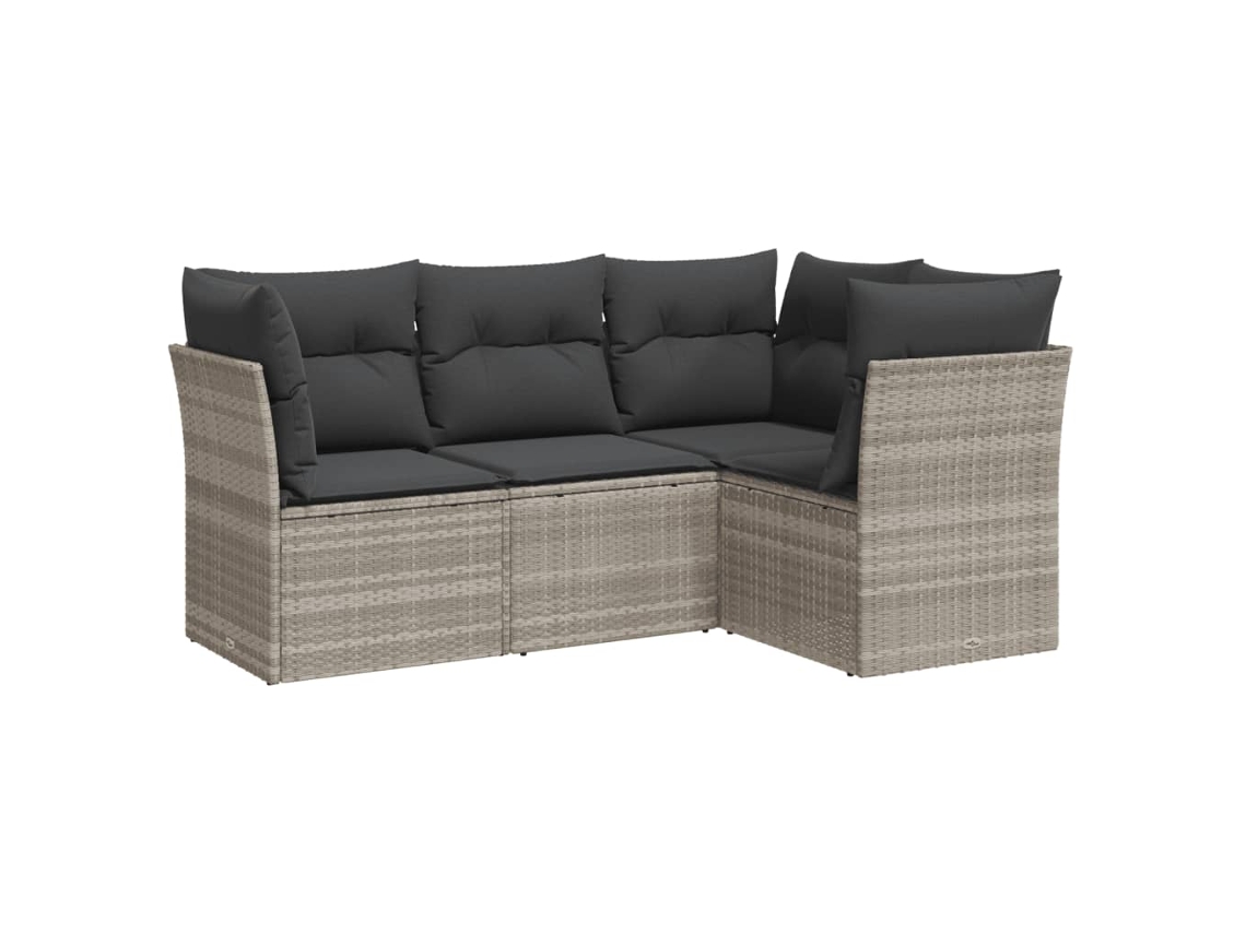 Maison Exclusive - Set De Sofás De Jardín 4 Pzas Y Cojines Ratán Sintético Gris