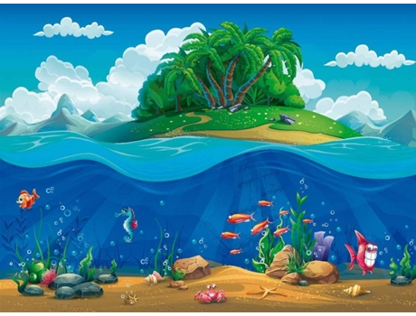 Fotomural OEDIM Infantil Isla Fondo Marino (Multicolor - 400x300cm - Papel Pintado)