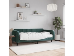 Sofá cama con colchón terciopelo verde oscuro 100x200 cm