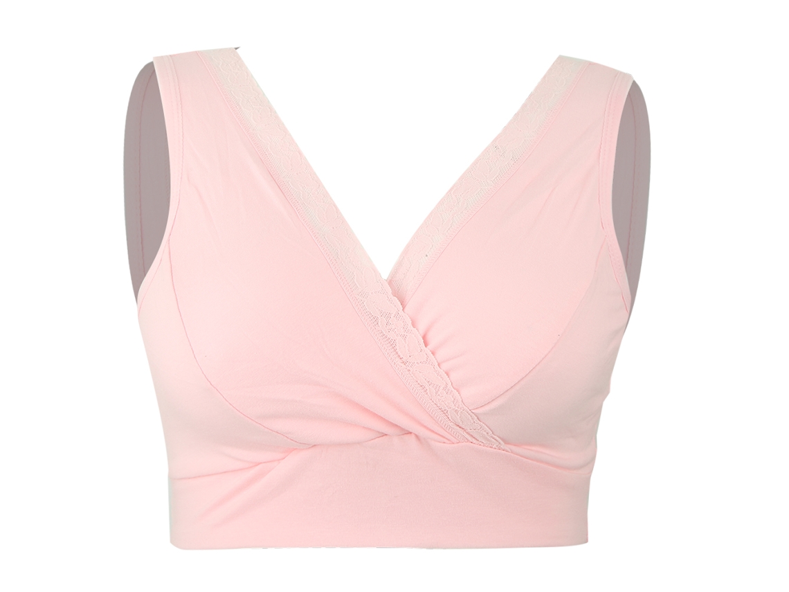 Ats-sujetador De Lactancia Para Mujeres Embarazadas Con Encaje De Algodón Inalámbrico Rosa Talla Xl