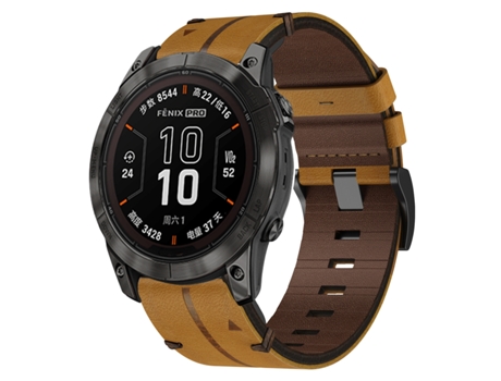 Correa Smartwatch para Garmin Fenix 7X Pro 51mm 26mm con Textura de Cuero (Marrón)