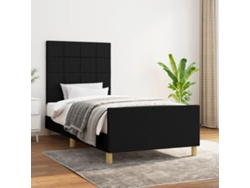 Estructura De Cama Sin Colchón Tela Negro 90x190 Cm