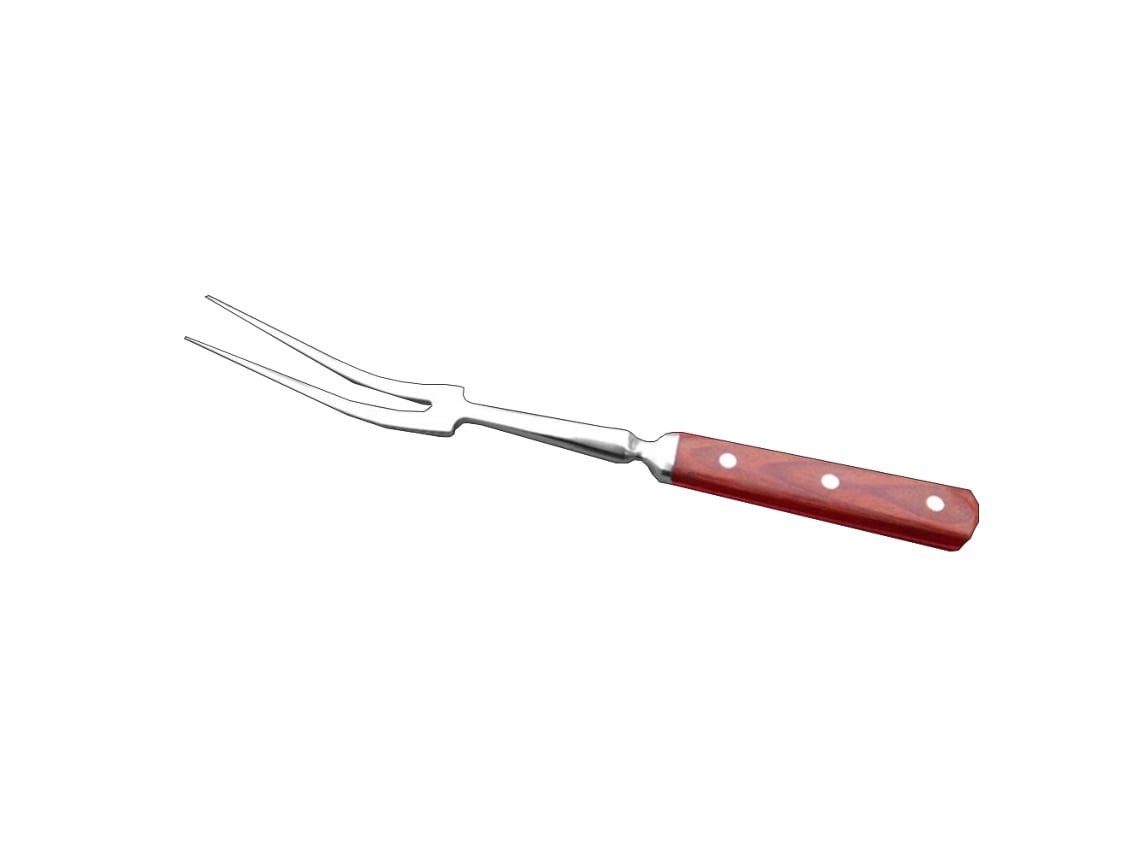 Garfo De Churrasco Com Cabo De Madeira Inox Antiaderente Multifuncional Para Carne E Alimentos 30cm/36cm