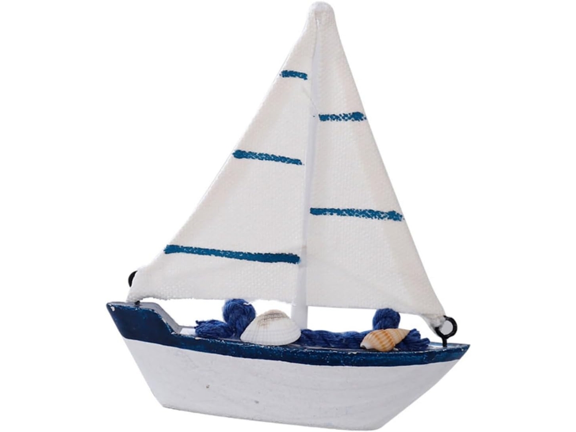 Decoración Única Con Maquetas De Veleros De Madera, 6 Piezas, Estilo Barco De Pesca Mediterráneo.