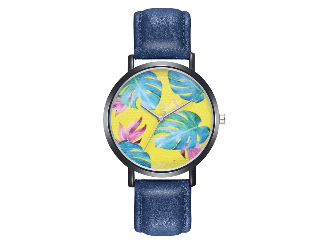 Reloj De Cuarzo Analógico Mujer Con Correa Pu Estilo Simple Regalo De Joyería Azul
