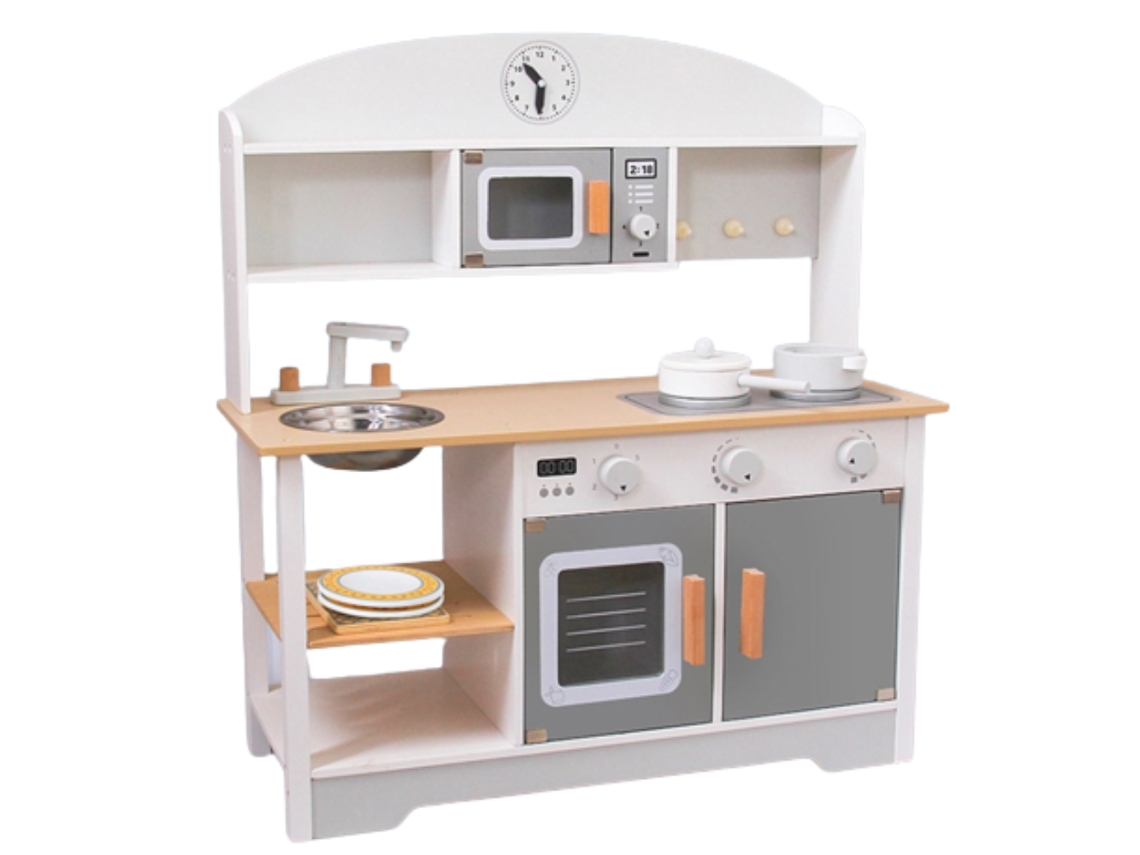 Cocina Infantil de Madera con Accesorios Edad Mínima: 2 Años 68X26X72Cm Blanco BEUNIK