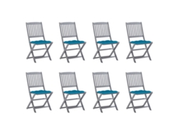 Sillas plegables de exterior DKD Home Decor de 8 piezas con cojines de acacia maciza