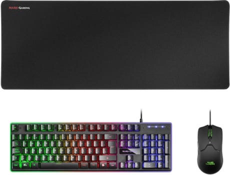 Mars Gaming Combo teclado alfombrilla xxl bundle mcpxbes hmech+ratón ultraligero+alfombrilla negro es kit pack perifericos