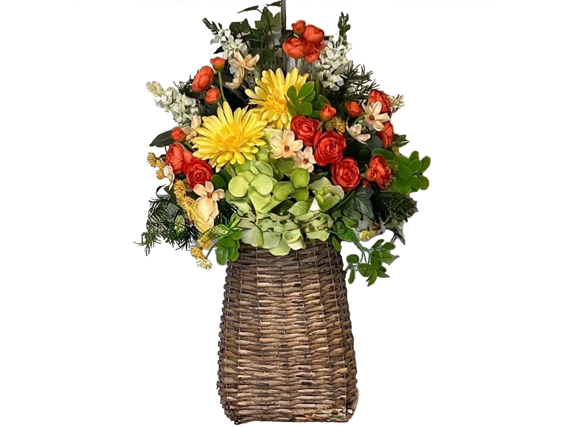 Cesta de flores silvestres para la puerta para la decoración del hogar