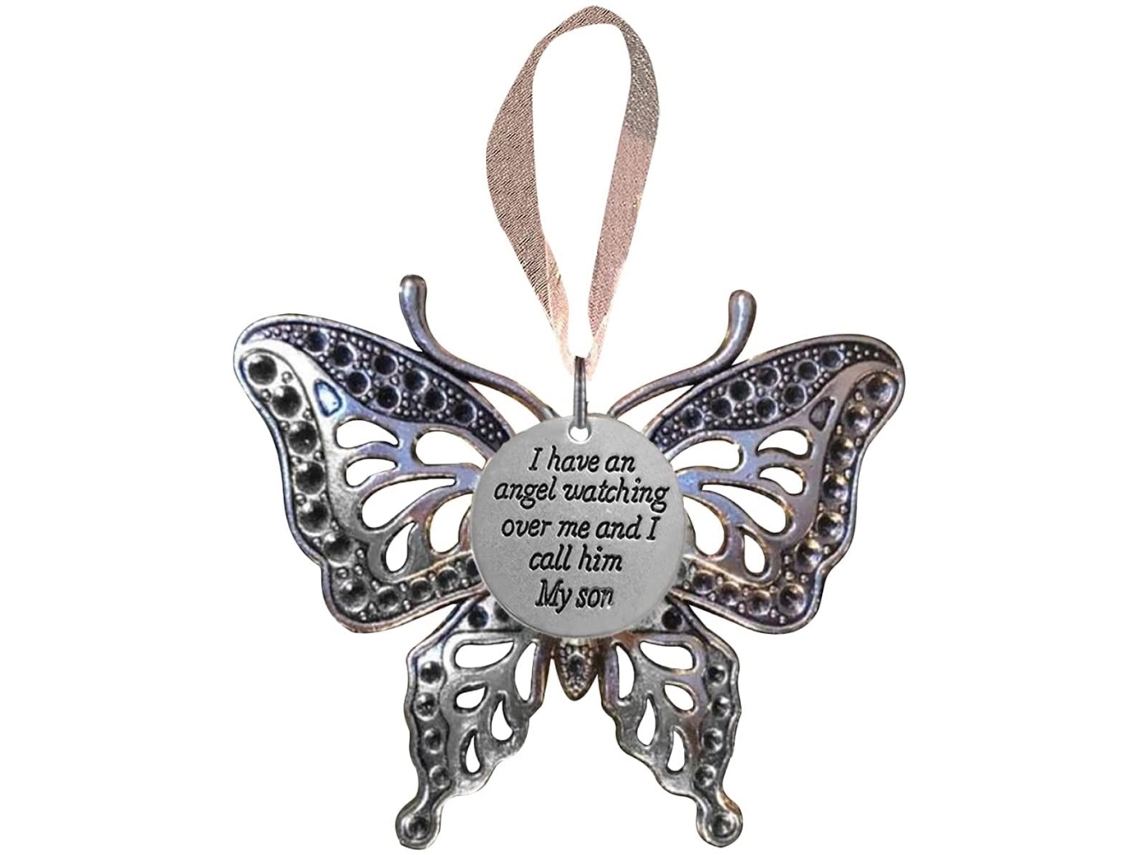 Colgante conmemorativo de mariposa grabado en oro para la familia