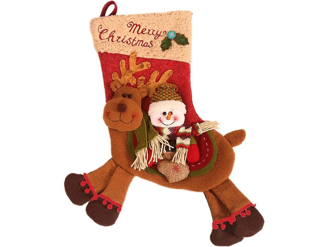 Calcetines Navideños Con Renos Y Muñecos De Nieve, Decorativos Para Fiestas Navideñas, 57x24cm.
