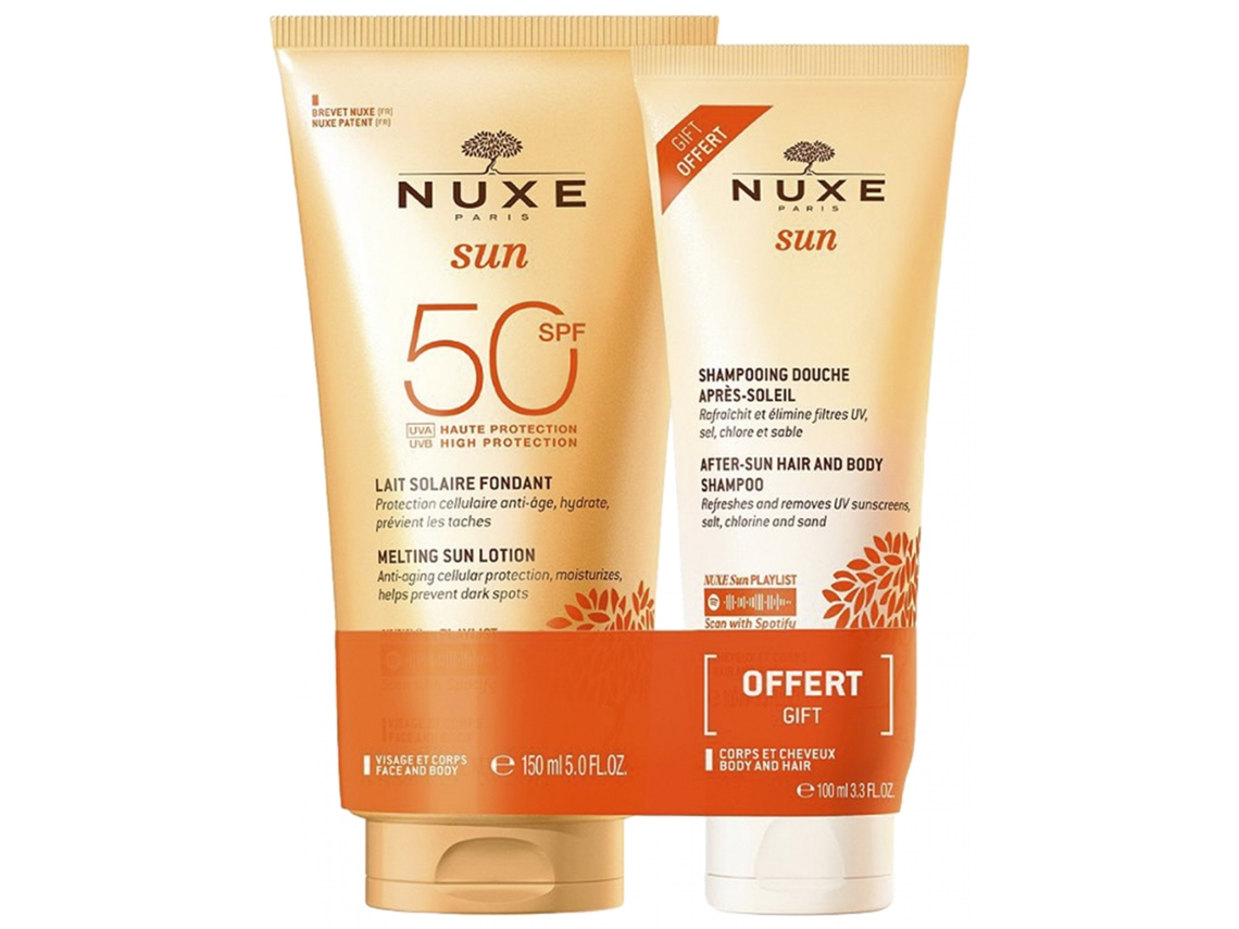 Sun Lait Solaire Fondant Spf50 150 Ml Champú de Ducha para Después Del Sol 100 Ml Gratis NUXE