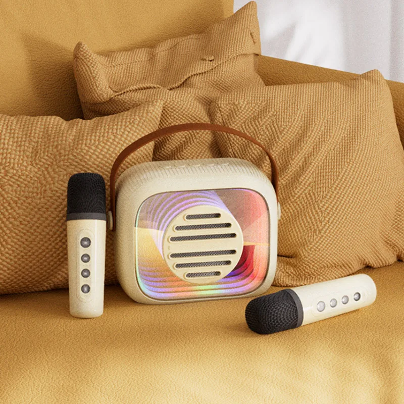 (beige) Altavoz Con Micrófono Incorporado, Máquina De Karaoke Para El Hogar Y Exteriores, Altavoz Ktv Para El Hogar.