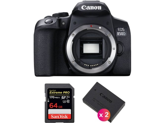 Kit Cámara Réflex CANON EOS 850D + SanDisk 64GB + 2 LP-E17