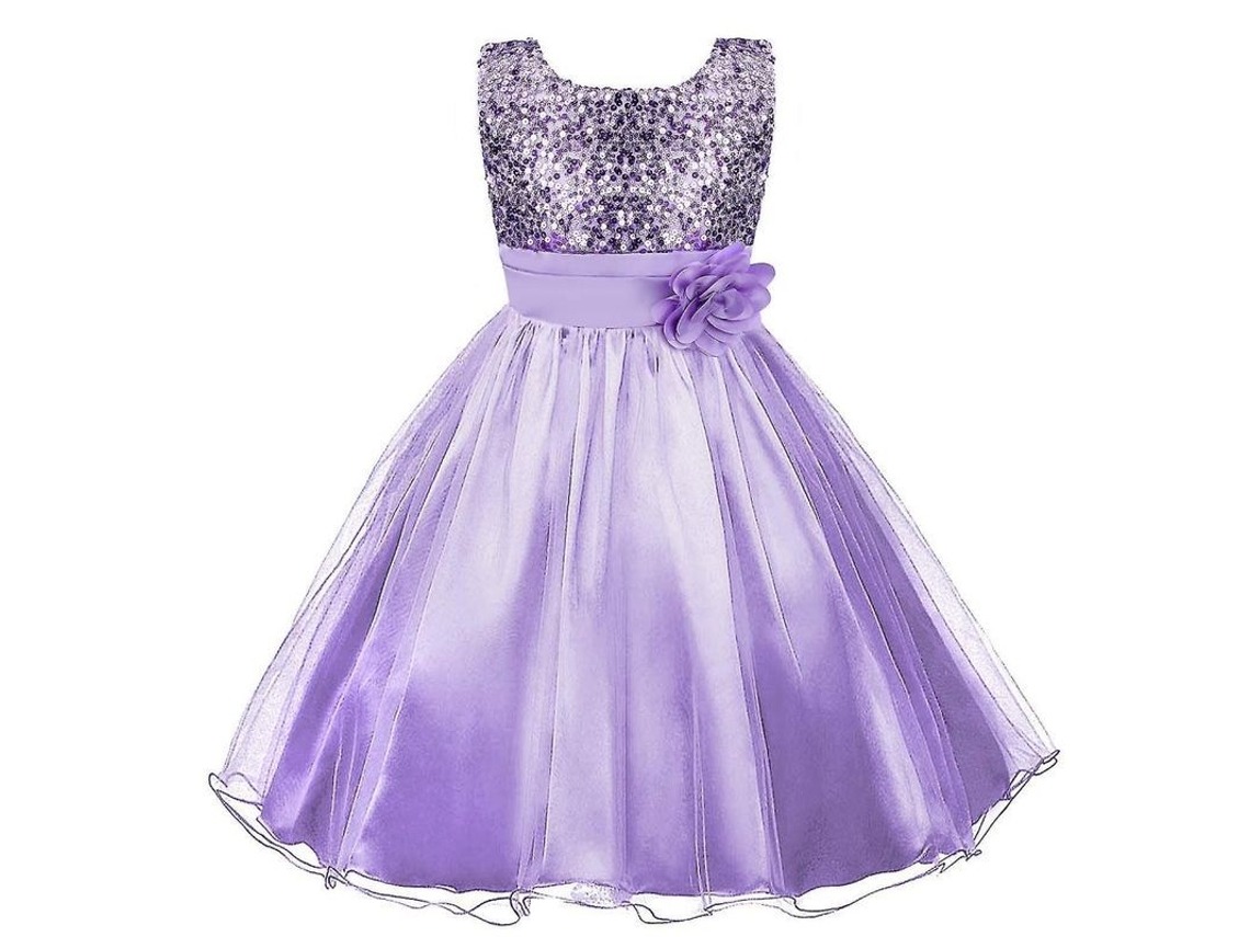 2026-vestido De Princesa Para Niñas Con Lentejuelas Y Tul Para Fiestas De Cumpleaños Y Bodas 3-12 Años 110cm Púrpura