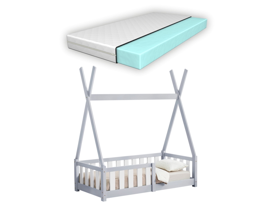 Estructura de Cama Infantil [EN.CASA] (Gris - Madera - 70 x 140 cm)