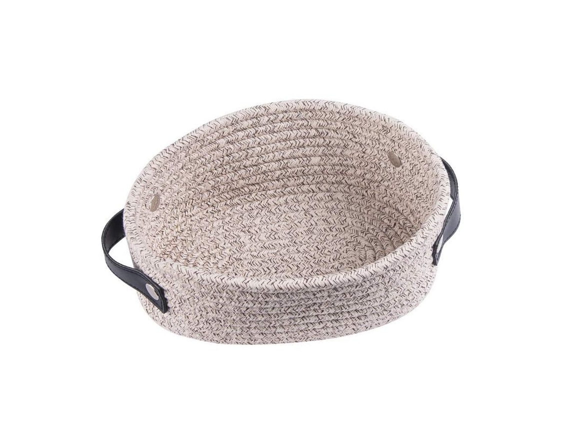 Cesta Pequeña Tejida De Cuerda De Algodón Para Organizar Brinquedos, Mascotas Y Artigos Diversos Com Alças