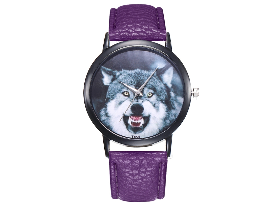 Reloj De Pulsera Analógico Ultradelgado Para Hombre Zhoulianfa Con Esfera Con Cabeza De Animal Y Correa De Pu Morada.