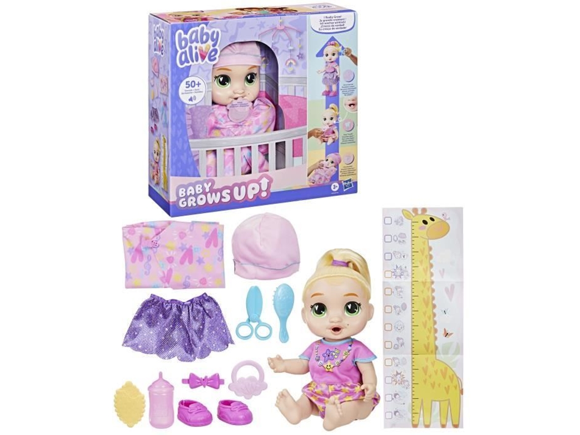 Muñeca interactiva Baby Alive Baby Grow Lala Googoo con más de 75 sonidos y frases, a partir de 3 años. Hasbro