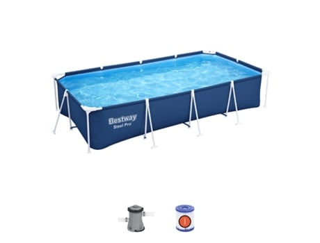 Piscina Desmontable Rectangular BESTWAY Steel Pro 400X211X81 Cm Con Depuradora de Cartucho de 1.249 L/H Color Azul