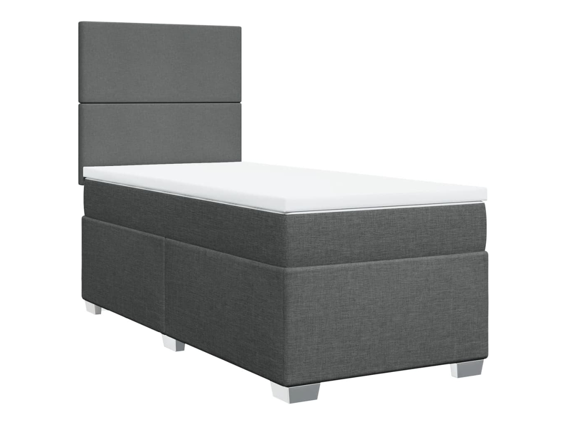 Maison Exclusive - Cama Box Spring Con Colchón Tela Gris Oscuro 90x190 Cm