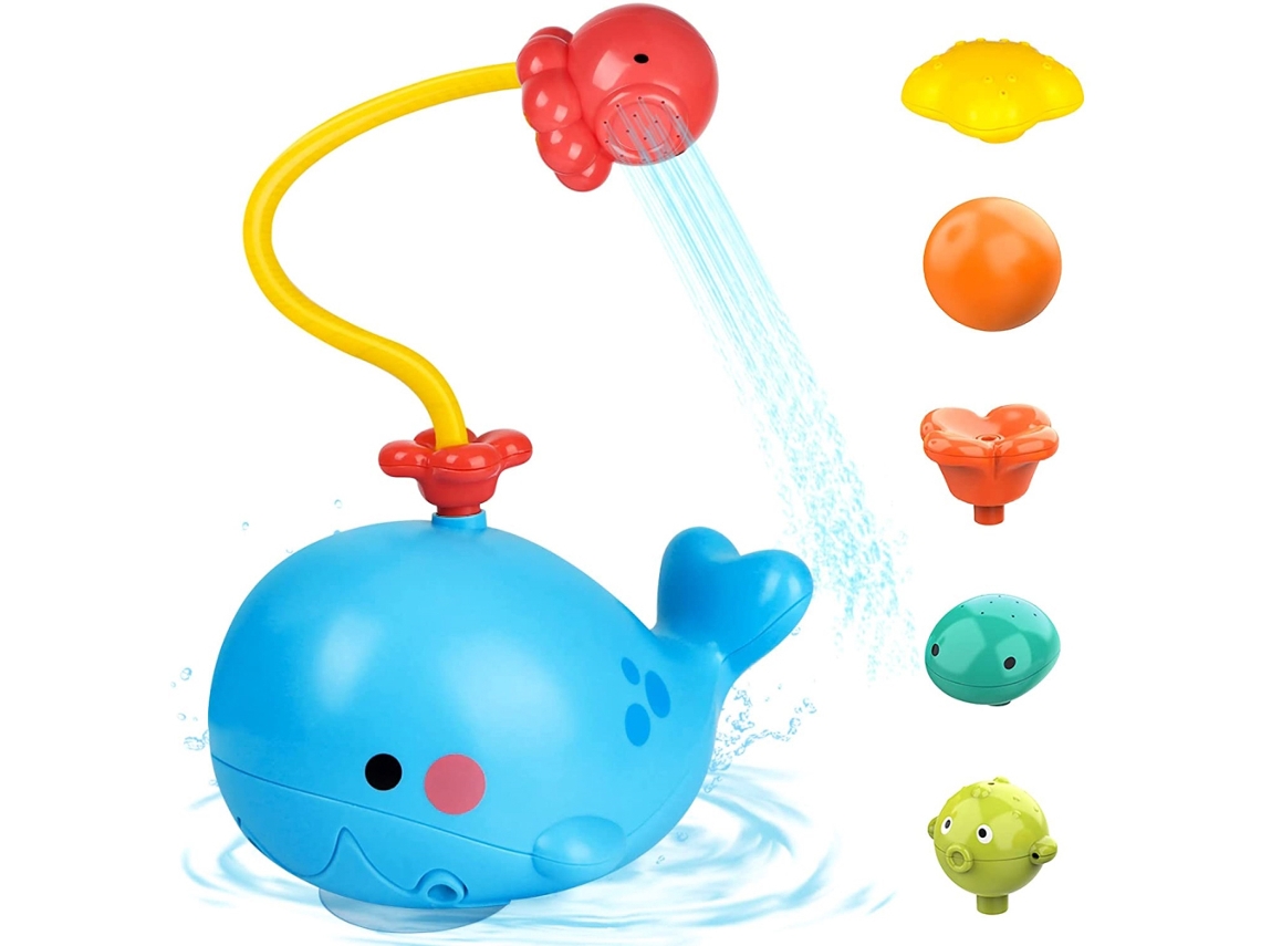 Juguete eléctrico de ballena para el baño con bomba de agua para bebés