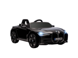 Coche Eléctrico Infantil Bmw I4 De 12 V Con Mando A Distancia Y Cinturón De Seguridad, Negro, 115x67x45
