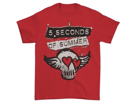 Camiseta ROCKINSTONE con alas de calavera de 5 segundos de verano (XXL)