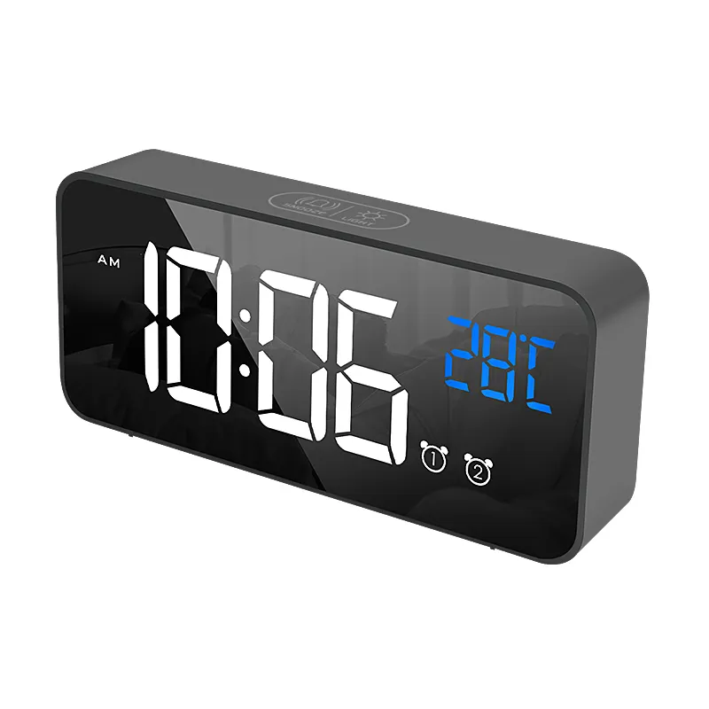 Reloj Digital con Sensor de Temperatura Negro